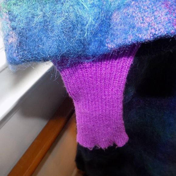 ALORNA Petite Vintage Fuzzy Jacket Coat Purple & Blue Women's Plus Size 16P/1X - Picture 5 of 6